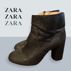Zara Trafaluc Heeled Glitter Ankle Booties 9